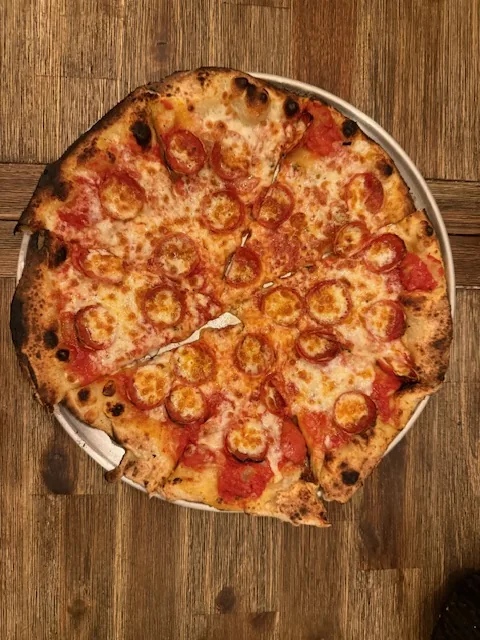Salame Piccante pizza with crisp pepperoni fresh from the oven